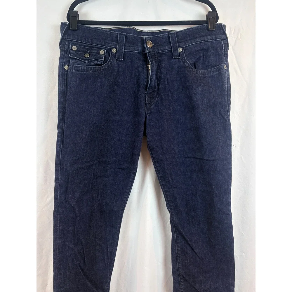 True Religion Geno Relaxed Slim Jeans Mens 38 Indigo Dark Wash Made in USA Blue